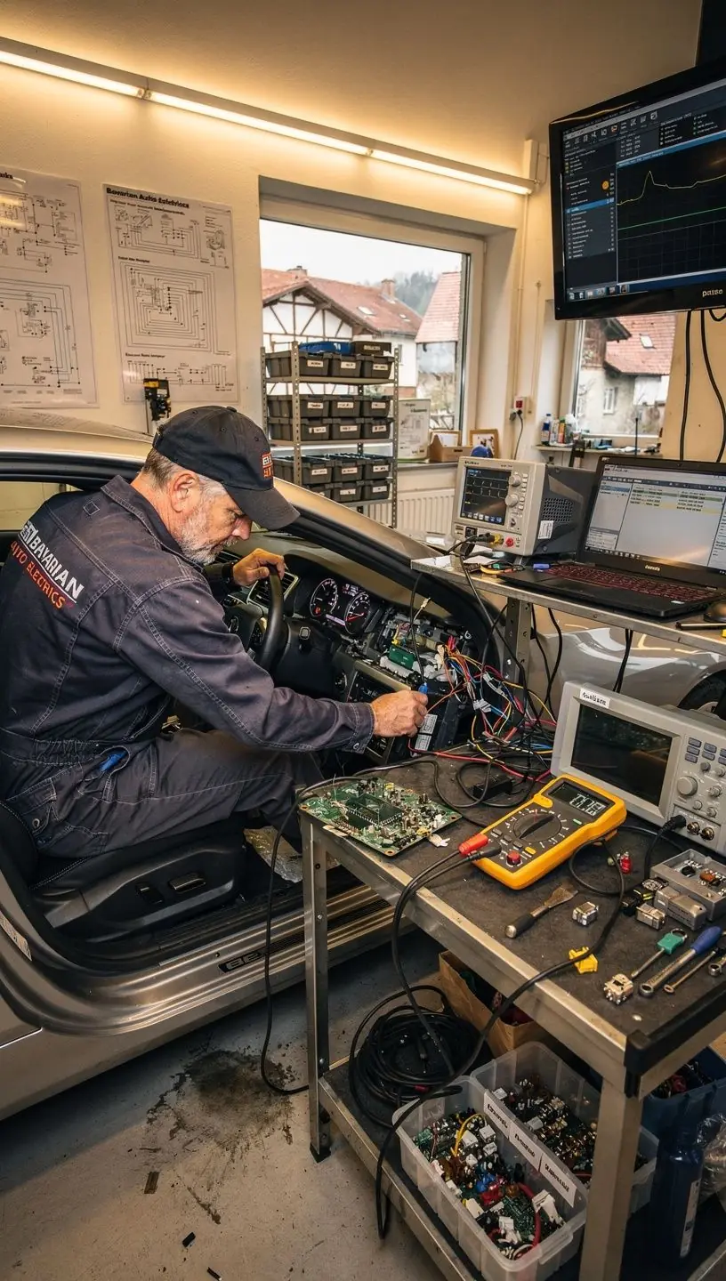 Elektronische Steuergeräte eines Autos werden in spezialisierten Reparaturwerkstätten sorgfältig gewartet.